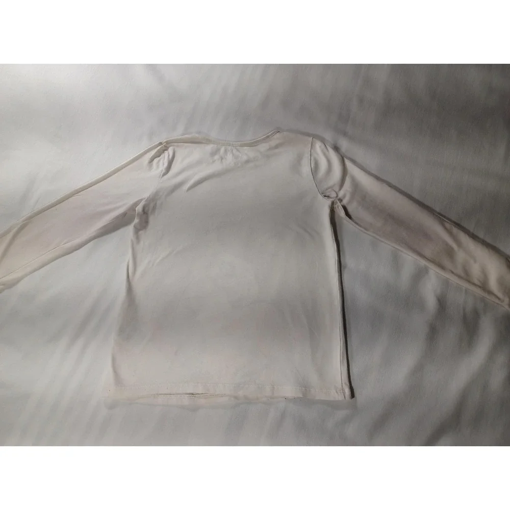 H&M Shirt Girls 6-8Y 122/128 White Long Sleeve Unicorn Rainbow Graphic Tee Kids - Picture 4 of 4